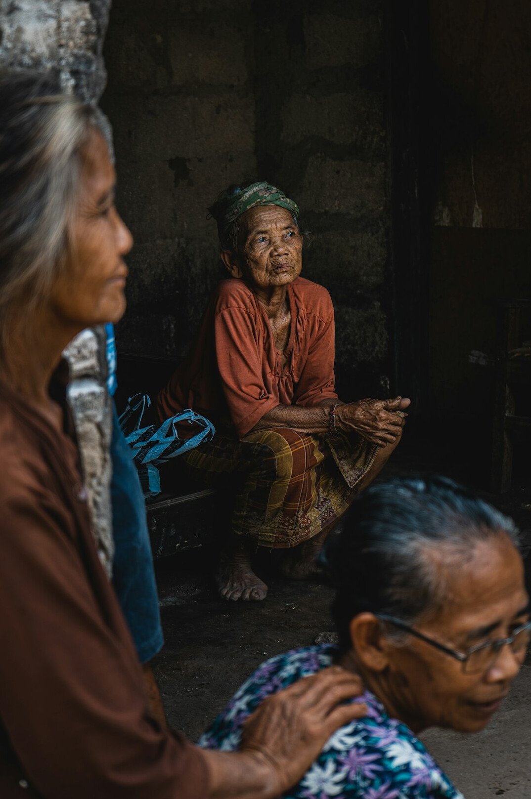 elderly person telling story